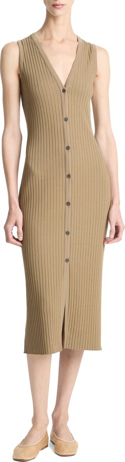 Vince Sleeveless Rib Midi Dress