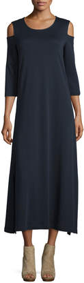 Joan Vass Cold-Shoulder A-line Jersey Maxi Dress, Petite