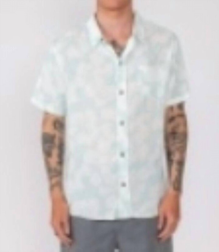 Rusty Men's Garden Island Short Sleeve Shirt In Salt Blue