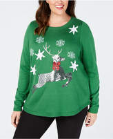 Thumbnail for your product : Karen Scott Plus Size Sequin Reindeer Sweater, Created for Macy's