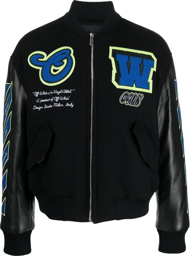 Heron Preston Brand-patch Wool-blend Varsity Jacket in Blue