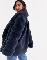 Thumbnail for your product : ASOS DESIGN biker in faux fur coat in grey