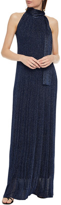 M Missoni Tie-neck Metallic Crochet-knit Maxi Dress