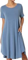 Thumbnail for your product : TheMogan Women's Short Sleeve Trapeze Knit Pocket T-Shirt Dress L