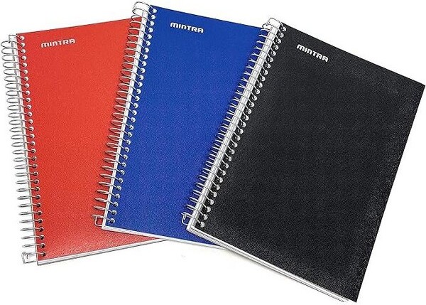 Mintra MintraOfficeDurableSpiralNotebook-2Subject(JuniorSize3pk(6.5inx9.5in),Black,Blue,Red)