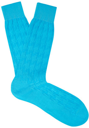Pantherella Turquoise Holborn Houndstooth Socks
