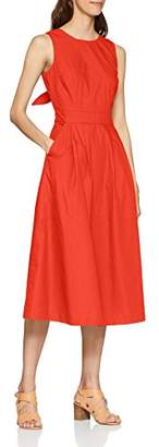 Warehouse Women's Cotton Tie Back Midi Dress, (Orange 86), (Size:)