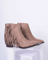Thumbnail for your product : Missy Empire Yazz Mocha Suede Tassel Ankle Boot