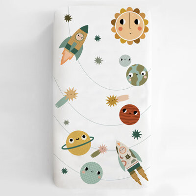 Rookie Humans Space Explorer Fitted Sheet and Swaddle Bundle