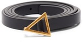 Thumbnail for your product : Bottega Veneta Triangle-buckle Slim Leather Belt - Black Gold