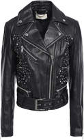 Thumbnail for your product : MICHAEL Michael Kors Studded Embroidered Leather Biker Jacket