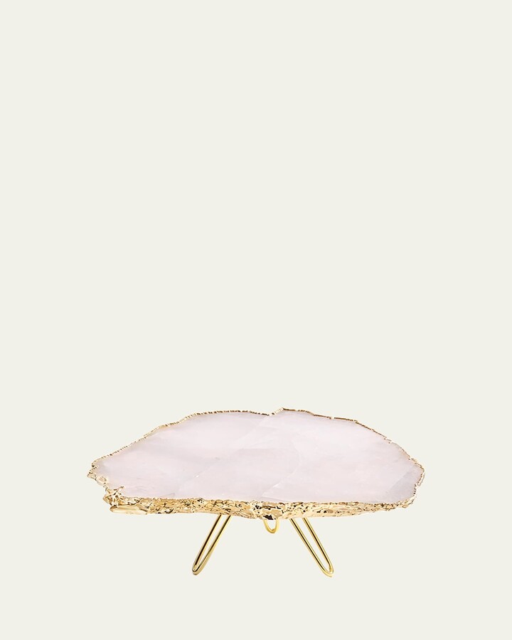 ANNA New York Torta Rose Quartz Cake Stand, Gold