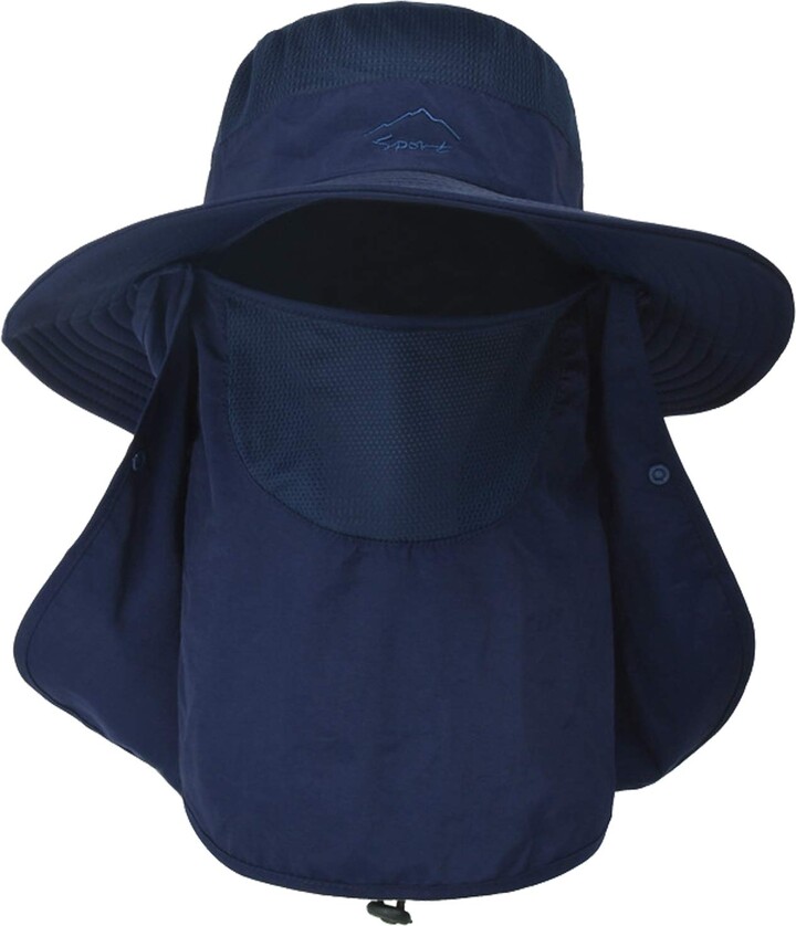 ehsbuy Fishing Hats for Men & Women with Face Covering Wide Brim Beach Sun  Hat Mesh Safari Hunting Gardening Bucket Hat Packable Dark Blue - ShopStyle