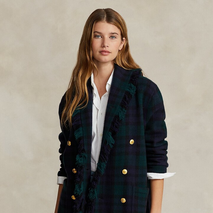 Ralph Lauren Plaid Double-Breasted Wool Blazer - ShopStyle