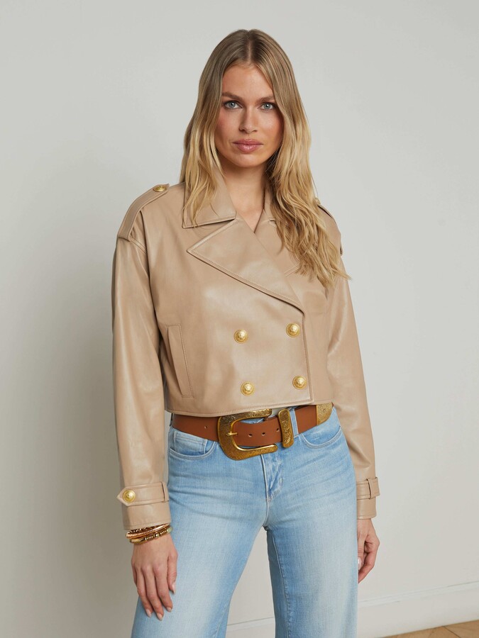 L'Agence Kento Cropped Leather Trench Coat