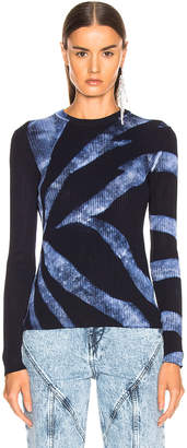 Proenza Schouler Tie Dye Rib Long Sleeve Top in Dark Indigo & White | FWRD