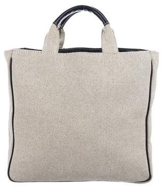 Lambertson Truex Leather-Trimmed Woven Tote