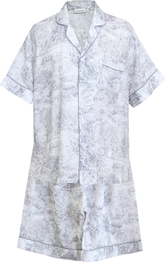 Luna Luz Grey Men Rebecca Toile Cotton Short-Sleeve Pajama Set