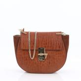 CHLOÉ Drew Crossbody Bag Crocodile Embossed Leather with Suede Small