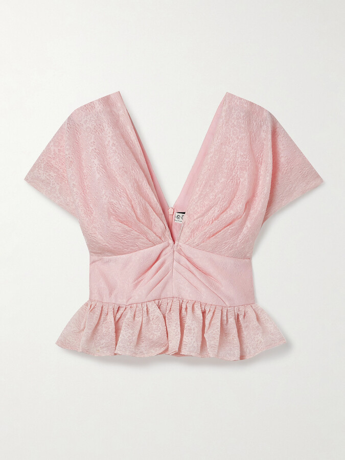 Sea Florence Gathered Cloqué Peplum Top - Pink