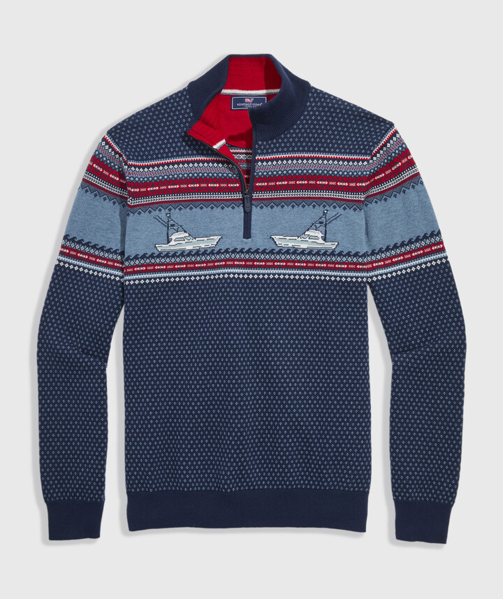 Vineyard Vines Fishing Fair Isle Quarter-Zip