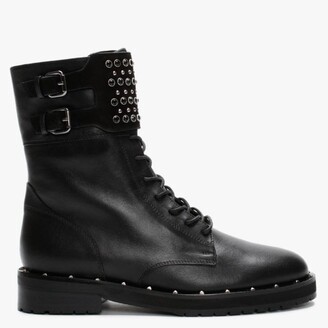 Daniel Papalo Black Leather Embellished Ankle Boots