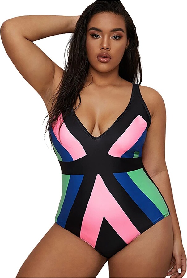 Jawildle Striped Swimsuit for Women One Piece Swimming Suit Summer Swimwear Bandage Backless Spaghetti Strap Push Up Bathing Suit 