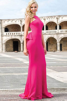 Thumbnail for your product : Jovani Fitted Backless Jersey Mermaid Dress with Ruffled Bustle JVN21899