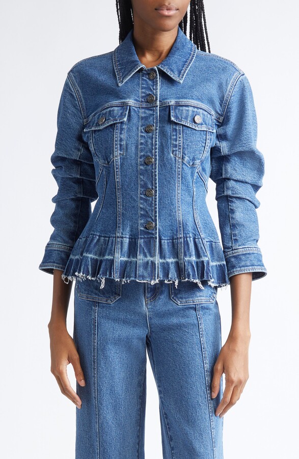 EDIKTED Drew Faux Fur Trim Denim Jacket ShopStyle