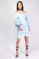 Thumbnail for your product : Rare Blue Frill Sleeve Wrap Shirt Dress
