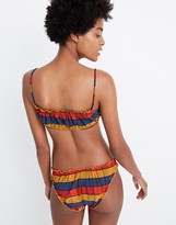 Thumbnail for your product : Madewell Second Wave Ruffled Drawstring Bikini Top in Rainbow Check