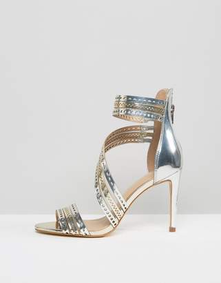 Carvela Girl Silver Leather Strappy Heeled Sandals