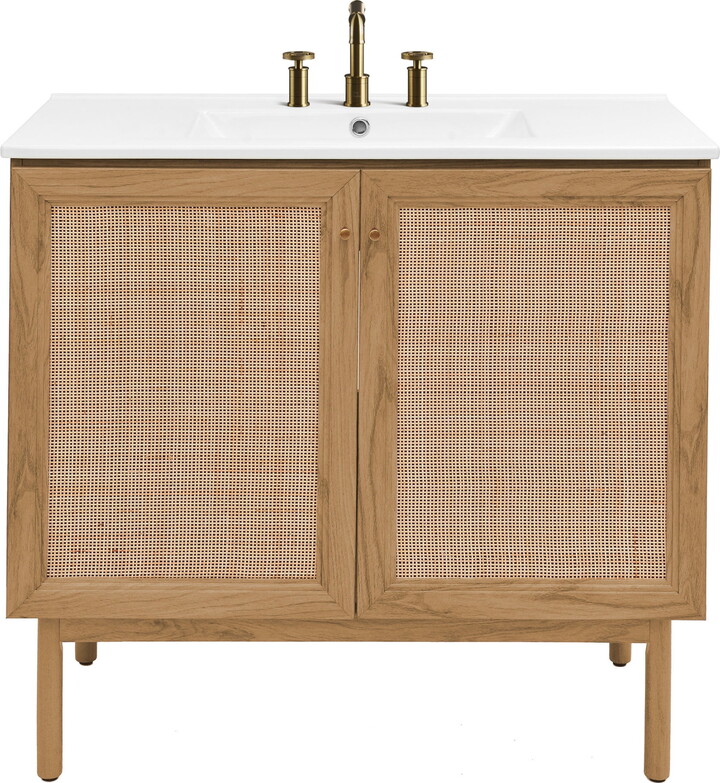Classe 36" Freestanding Bathroom Vanity in Golden Oak with 3-Hole Widespread Sink Top