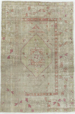 Lavender Oriental Carpets One-of-a-Kind 5'4 x 8'1 Area Rug Pale Green/Brick/Fuchsia/Taupe