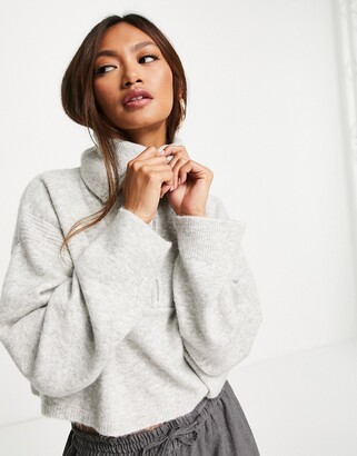topshop grey cropped jumper