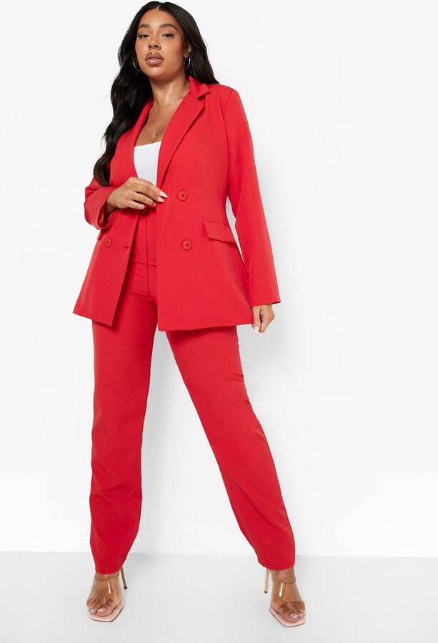 red trousers and blazer