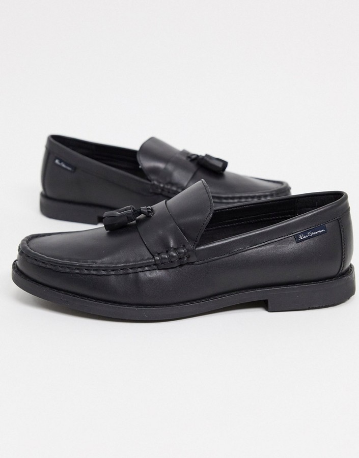 Ben Sherman leather tassel loafers in black - ShopStyle