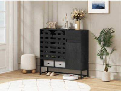 44.3"Farmhouse Sideboard Cabinet with Storage,Coffee Bar Console Table With Storage,rustic storage cabinet with arched lattice doors and drawer - for