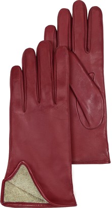 Forzieri Burgundy Leather Women's Gloves w/Cashmere Lining