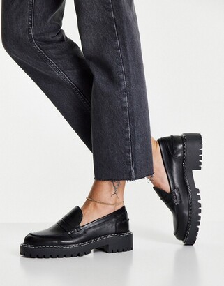 Schuh London chunky leather loafers in black - ShopStyle