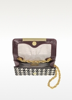 Thumbnail for your product : Badgley Mischka Justine Houndstooth Haircalf Handbag Garnet/Cream