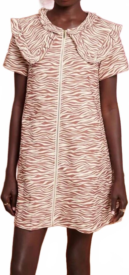 GHOSPELL Zoya Zebra Mini Dress In Tan/white