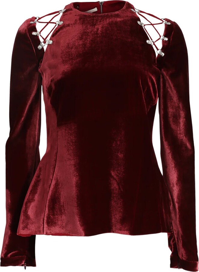 Antonio Berardi Velvet Tie Shoulder Top