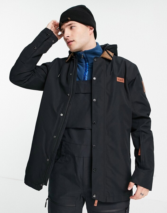 Planks throw-down collared ski jacket in black - ShopStyle