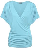 Thumbnail for your product : Zeagoo Women's Cross-front V Neck Ruched Cap Sleeve Blouse