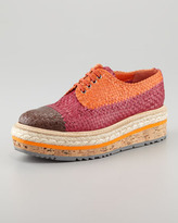 Thumbnail for your product : Prada Tri-Color Woven Flatform Oxford