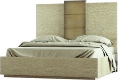 Everly Quinn King Size Upholstered Platform Bed with Oversized padded  backrest, Thickening Pinewooden Slats and Metal Leg