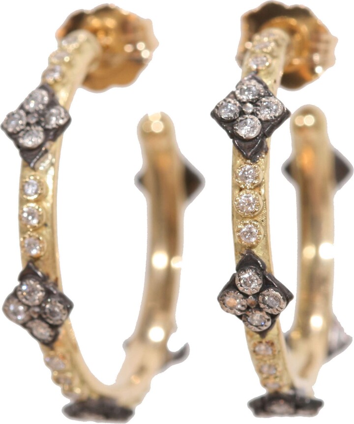 Two-Tone Diamond Hoop Earrings