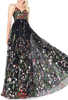 Thumbnail for your product : Mac Duggal Floral-Embroidered Sweetheart Sleeveless Bustier Gown