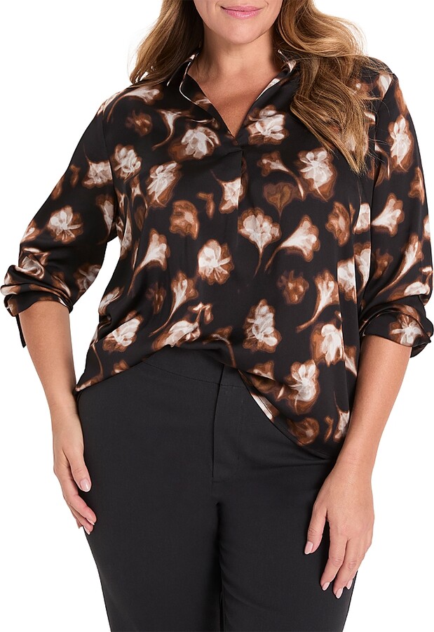 NIC+ZOE Plus Golden Ginko Popover Shirt